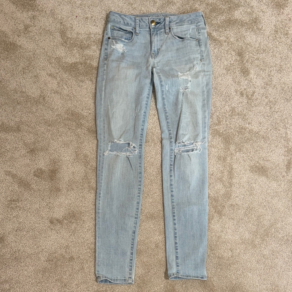 American Eagle Light Blue Distressed Women Jeans